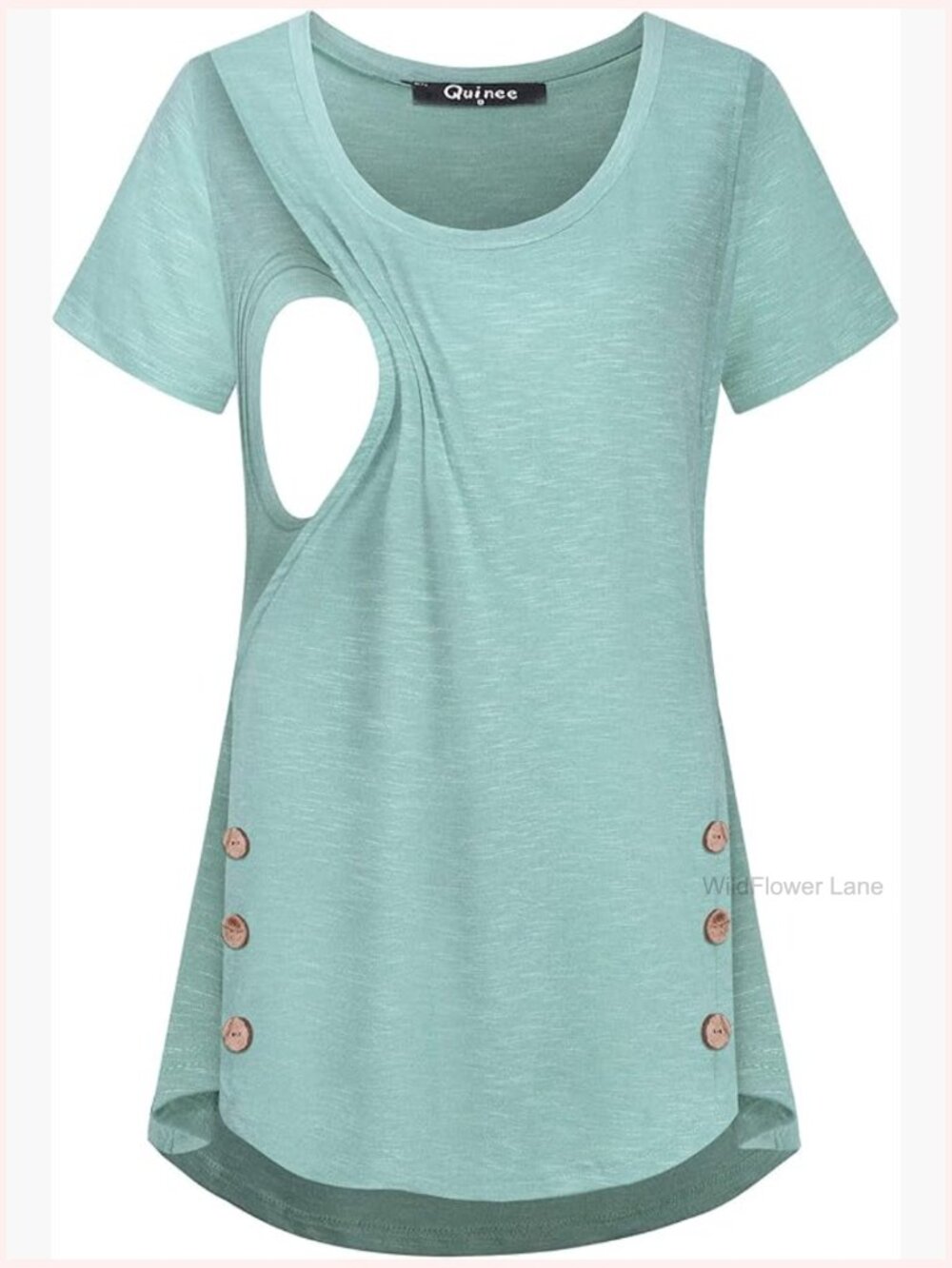 Casual Button Side Nursing Maternity Tunic Breastfeeding Top